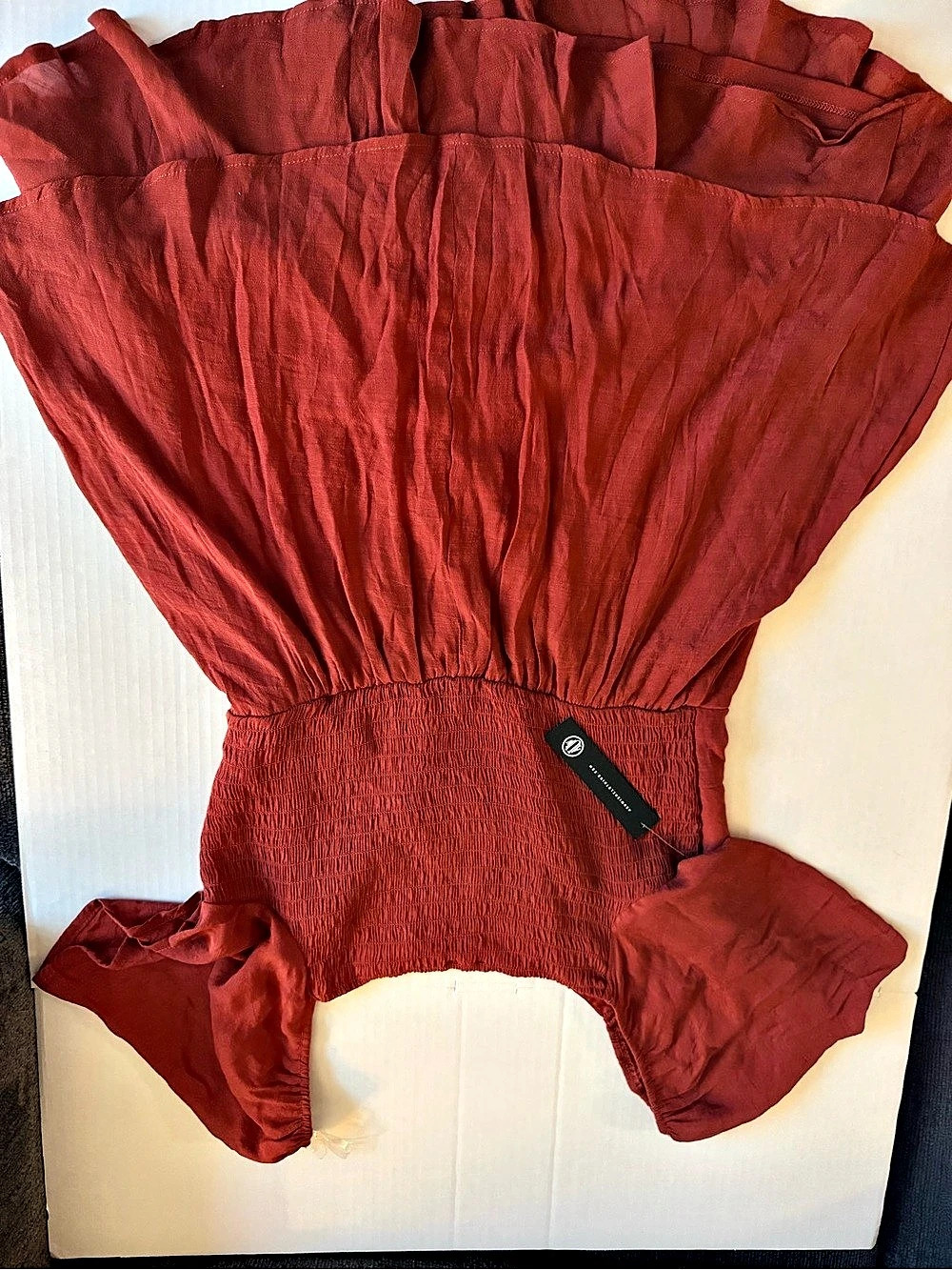Red Ruffle Mini Dress Size Small Like New - Picture 2 of 2